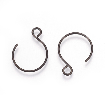 304 Stainless Steel Earring Hooks, with Horizontal Loop, Black, 19x15mm, Hole: 2mm, 20 Gauge, Pin: 0.8mm