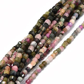Natural Tourmaline Beads Strands, Cube, 2x2x2mm, Hole: 0.6mm, about 173pcs/strand, 15.55''(39.5cm)