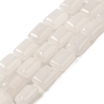 Natural White Jade Beads Strands, Rectangle, 8~9x6.5~7x4mm, Hole: 0.8mm, about 45pcs/strand, 15.16 inch(38.5cm)