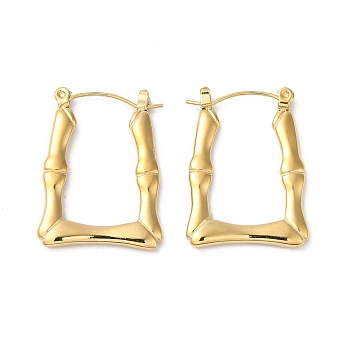 Rack Plating 304 Stainless Hoop Earrings for Women, Bamboo, Real 18K Gold Plated, 28x20.5x2mm