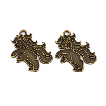 Tibetan Style Alloy Pendant Enamel Settings, Cadmium Free & Lead Free, Unicorn, Antique Bronze, 25x22x1.5mm, Hole: 2mm