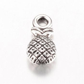 Tibetan Style Alloy Charms, Pineapple, Lead Free, Antique Silver, 13x6x3.5mm, Hole: 2mm, about 931pcs/700g