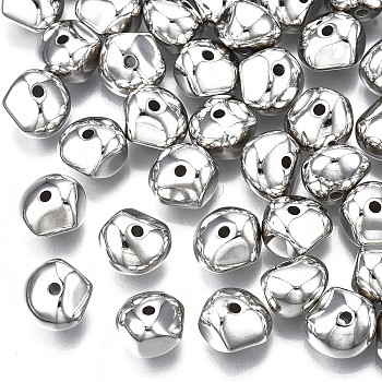CCB Plastic Beads, Polyhedron, Platinum, 9.5x9x7mm, Hole: 1.5mm