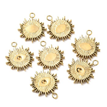 Ion Plating(IP) 316 Surgical Stainless Steel Pendants, Sun with Eye of Devil, Real 24K Gold Plated, 18x15x2mm, Hole: 1.5mm