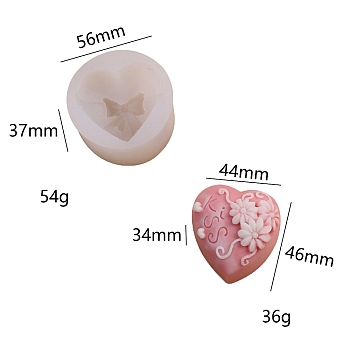 DIY Heart Shape Food Grade Candle Silicone Molds, for 3D Scented Candle Making, Flower, 5.6x3.7cm