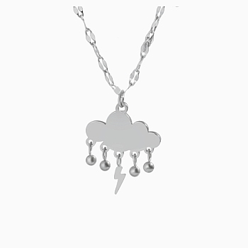 Stainless Steel Pendant Necklaces, Cloud, Stainless Steel Color, 16.54 inch(42cm)
