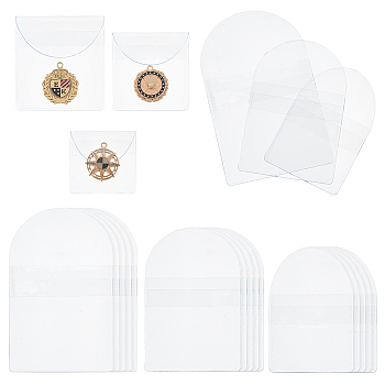 AHADERMAKER 100Pcs 3 Sizes PVC Single Pocket Coin Sleeves Holders, Individual Clear Plastic Coin Flips Coin Protector, for Coin, Jewelry Small Items Collection Storage, Clear, 8.6~12x5.5~7.5x0.05cm
