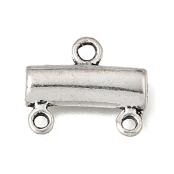 Tibetan Style Alloy Chandelier Component Links, Rectangle, Antique Silver, 12.5x15x2.5mm, Hole: 1.4mm and 2mm