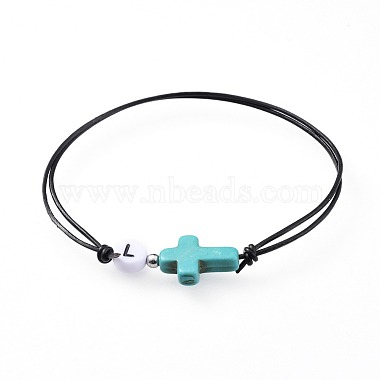 Vachette réglable cordon en cuir bracelets multi-brins(BJEW-JB04638)-2