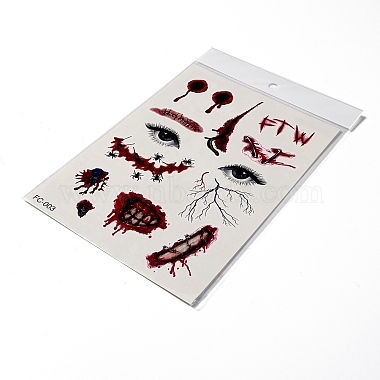 9шт 9 стиль Хэллоуин клоун ужас съемные временные татуировки бумажные наклейки для лица(AJEW-G048-05)-4