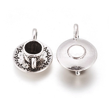 Coffee Cup Tibetan Style Alloy Pendants(TIBEP-A13415-AS-RS)-2