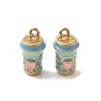 304 Stainless Steel Enamel Pendants, Cup Charms, Ion Plating(IP), Real 18K Gold Plated, 13x7.5mm, Hole: 1.3mm(STAS-I351-07G)