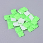 Faceted Glass Cabochons, Mosaic Tiles, for Home Decoration or DIY Crafts, Square, Lime, 9.5x9.5x3.8mm, about 90pcs/bag(DIY-WH0121-46J)
