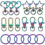DIY Jewelry Making Kits, including Alloy Swivel Clasps and 304 Stainless Steel Split Key Rings, Rainbow Color, 25x2mm(FIND-SC0016-73)