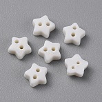 2-Hole Frosted Mini Resin Buttons, for BJD Doll Clothes Accessories, Star, White, 6x6x2.5mm, Hole: 0.9mm, about 100pcs/bag(BUTT-WH0020-28A)