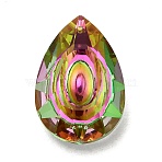 Electroplated Glass Pendants, for Chandelier Crystal Hanging Pendants, Teardrop Charms, Faceted, Colorful, 47x32x14mm, Hole: 1.6mm(X-GLAA-G122-07C)