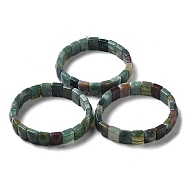 Natural Indian Agate Stretch Bracelets, Faceted, Rectangle, 2-3/8 inch(6cm)(BJEW-F406-B28)