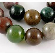 Natural Indian Agate Beads Strands, Round, 12mm, Hole: 1mm, about 16pcs/strand, 7.6 inch(G-G515-12mm-05)