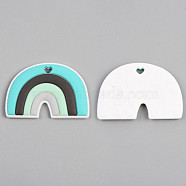 Food Grade Eco-Friendly Silicone Big Pendants, Rainbow, Turquoise, 62x90x9mm, Hole: 7x9mm(SIL-N002-07D)