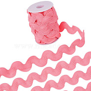 10 Yards Polyester Wavy Fringe Trim Ribbon, Wave Bending Lace Trim, for Clothes Sewing and Art Craft Decoration, Pink, 3/4~1-3/8 inch(20~34mm)(OCOR-GF0002-49B)