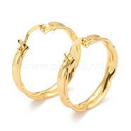 Brass Stud Earring Findings, Half Hoop Earrings, Flat Round, Real 18K Gold Plated, 33x33x5.5mm, Pin: 0.5mm(EJEW-O106-10G)