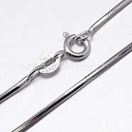 925 Sterling Silver Snake Chain Necklaces, with Spring Ring Clasps, Platinum, 18 inch, 0.75mm(NJEW-M153-15B-18)