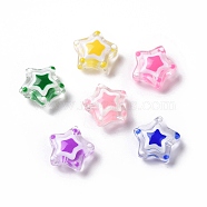Handmade Lampwork Beads, Star, Mixed Color, 11~12.5x11~12.5x5.5~6mm, Hole: 1mm(LAMP-B021-01)
