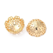 Brass Bead Caps, Multi-Petal Flower, Real 18K Gold Plated, 17x7.5mm(KK-G465-52B-G)