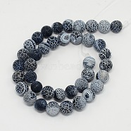 Gemstone Beads Strands, Natural Weathered Agate/Crackle Agate, Round, Grade A, Dyed, Black, 12mm, about 33pcs/strand, 16 inch(G-SR12MM-59)