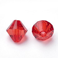 Transparent Acrylic Beads, Bicone, Red, 6x5.5mm, Hole: 1.5mm, about 6120pcs/500g(TACR-S146-6mm-05)