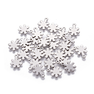201 Stainless Steel Charms, Flower, Stainless Steel Color, 13x10.5x0.8mm, Hole: 1mm(STAS-L234-094P)