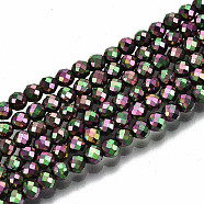 Electroplate Non-magnetic Synthetic Hematite Beads Strands, Round, Faceted, Camellia, 3mm, Hole: 0.8mm, about 137~139pcs/strand, 15.55 inch~15.67 inch(39.5cm~39.8cm)(G-T114-60A-06)