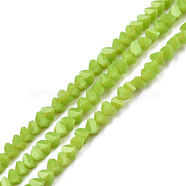 Opaque Solid Color Glass Beads Strands, Faceted Triangle, Yellow Green, 3x2x2mm, Hole: 0.8mm, about 150~152pcs/strand, 10.43 inch~11.42 inch(26.5~29cm)(GLAA-N052-01-A08)