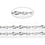 304 Stainless Steel Rope Chains, Soldered, with Card Paper, Stainless Steel Color, Links: 4x2x1mm, about 32.8 Feet(10m)/card(CHS-L024-016B)