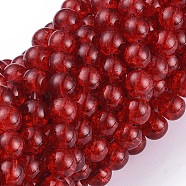 Red Crackle Glass Round Beads Strands, 8mm, Hole: 1.3~1.6mm, about 100pcs/strand, 31.4 inch(X-CCG-Q001-8mm-13)