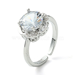 Bass Micro Pave Cubic Zirconia Ring, Long-Lasting Plated, Round, Clear, Inner Diameter: 16mm(RJEW-Z033-19A)