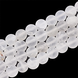 Natural Quartz Crystal Beads Strands, Frosted, Round, 6mm, Hole: 1mm, about 63pcs/strand, 15.5 inch(X-G-T106-329)