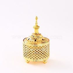 Iron Incense Burners Tower Censer Holder, Hollow Buddhism Aromatherapy Furnace Home Decor , Golden, 78x130mm(PW23011801250)