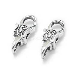Thai 925 Sterling Silver Lobster Claw Clasps, Antique Silver, 23x9.5x7mm, Hole: 4mm and 5mm(STER-L055-056AS)