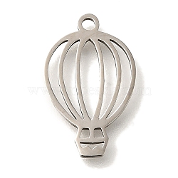 201 Stainless Steel Pendants, Hot Air Balloon Charms, Stainless Steel Color, 28x11x1mm, Hole: 1.5mm(STAS-R136-07P)