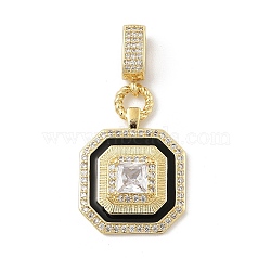 Brass Micro Pave Cubic Zirconia Pendants, with Enamel, Real 18K Gold Plated, 40x30x20.5mm, Hole: 8x5mm(KK-U047-05G)