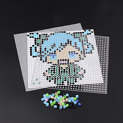 DIY Melty Beads Fuse Beads Sets: Fuse Beads, ABC Plastic Pegboards, Pattern Paper, and Ironing Paper, Girl Pattern, Square, Colorful, 14.7x14.7cm(DIY-S033-029)