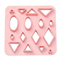 ABS Plastic Cookie Cutters, Triangle/Rhombus/Oval, Pink, 100x100mm(BAKE-YW0001-012)