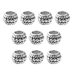 Tibetan Style Alloy Spacer Beads, Rondelle, Antique Silver, 6x8mm(TIBE-YW0001-39AS)