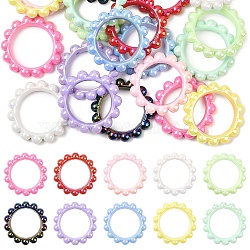 20Pcs 10 Colors Acrylic Bead Frame, Flower, Mixed Color, 42x7mm, Hole: 3mm, 2pcs/color(OACR-YW0003-93)