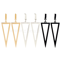 3 Pairs 3 Colors Alloy Hollow Out Triangle Dangle Stud Earrings for Women, Mixed Color, 66.5mm, Pin: 0.7mm, 1 Pair/color(EJEW-AN0003-03)