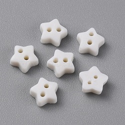 2-Hole Frosted Mini Resin Buttons, for BJD Doll Clothes Accessories, Star, White, 6x6x2.5mm, Hole: 0.9mm, about 100pcs/bag(BUTT-WH0020-28A)