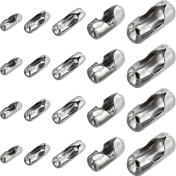 150Pcs 5 Styles 304 Stainless Steel Ball Chain Connectors, Stainless Steel Color, 5~13x2~6mm, hole: 0.6~2.5mm, Fit for 1.5~4.5mm ball chain, 30pcs/style