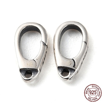 925 Thailand Sterling Silver Lobster Claw Clasps, with 925 Stamp, Antique Silver, 10x5.5x2mm, Hole: 1mm