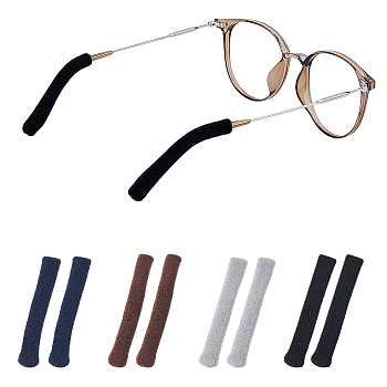 4 Paiars 4 Color Woolen Yarn Eyeglasses Ear Grips, Anti-slip Eyeglass Sleeve Holder, Mixed Color, 55~90x8mm, Hole: 5mm, 1 Pair/color